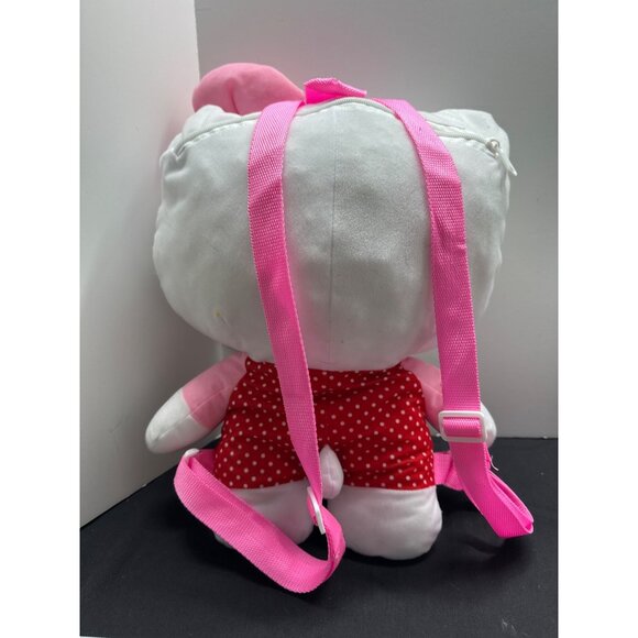 Hello Kitty Plush Backpack With Pink Straps & Red Polka Dot Overalls For Kids - Picture 7 of 10